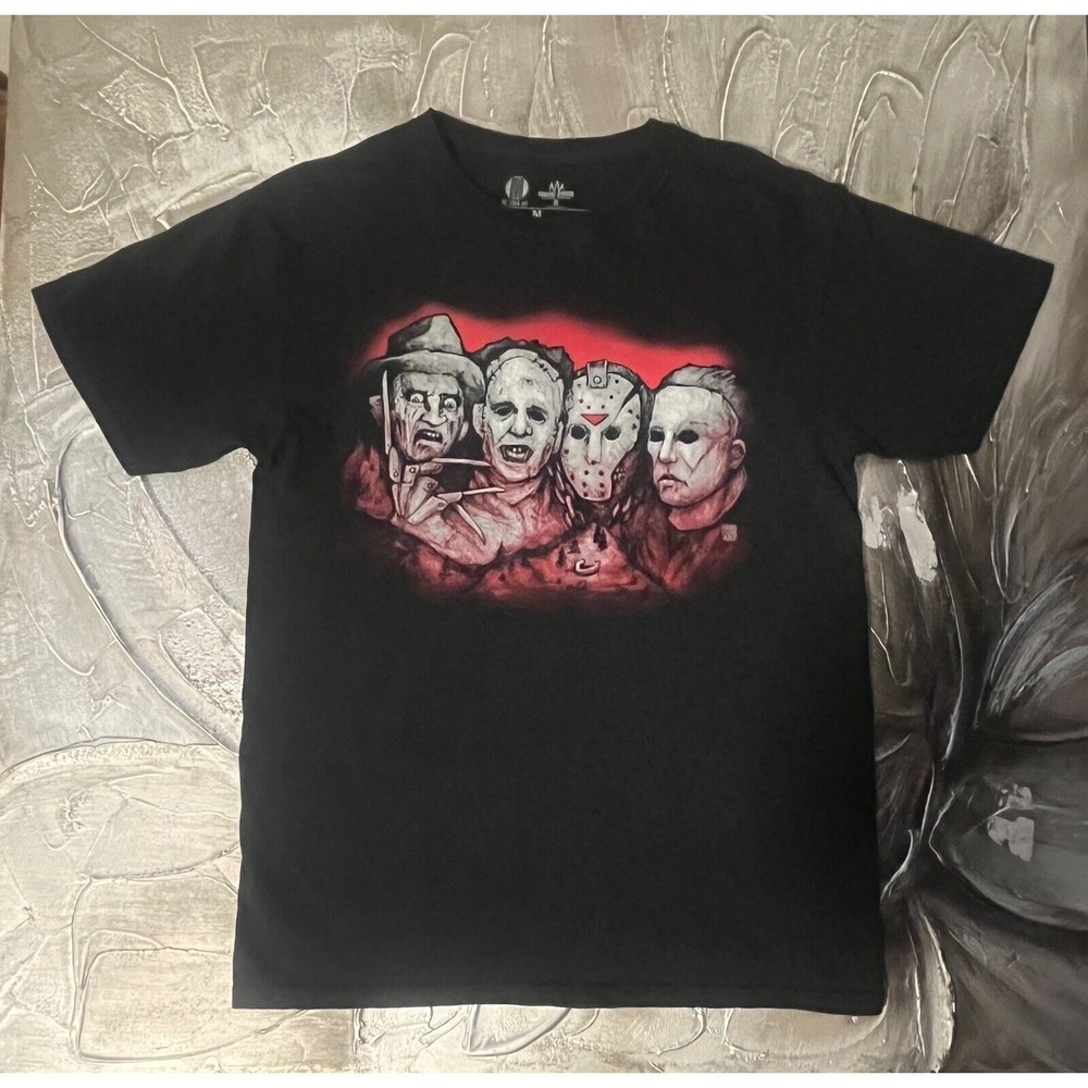 Get Down Art Classic Scary Horror Movie Icon Villain Graphic Tee T-Shirt Black M